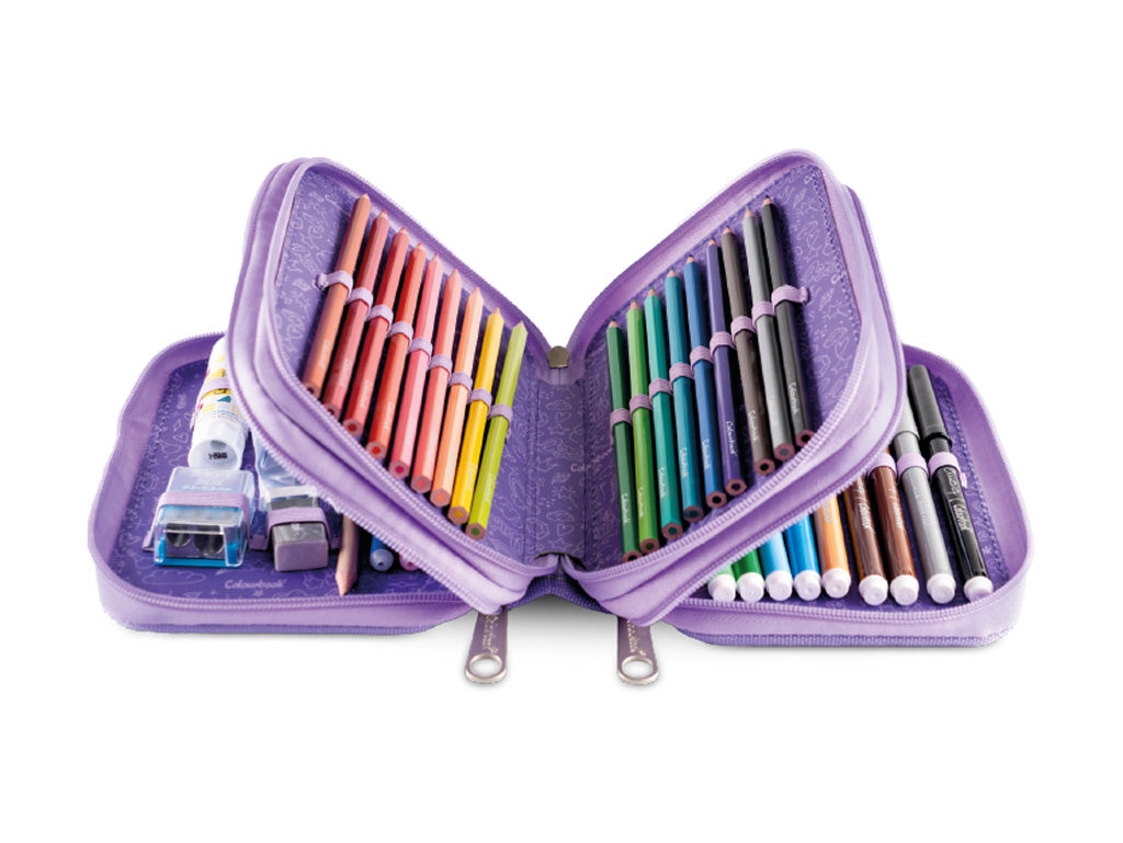 Astuccio 3 Zip Glitter Colourbook Completo