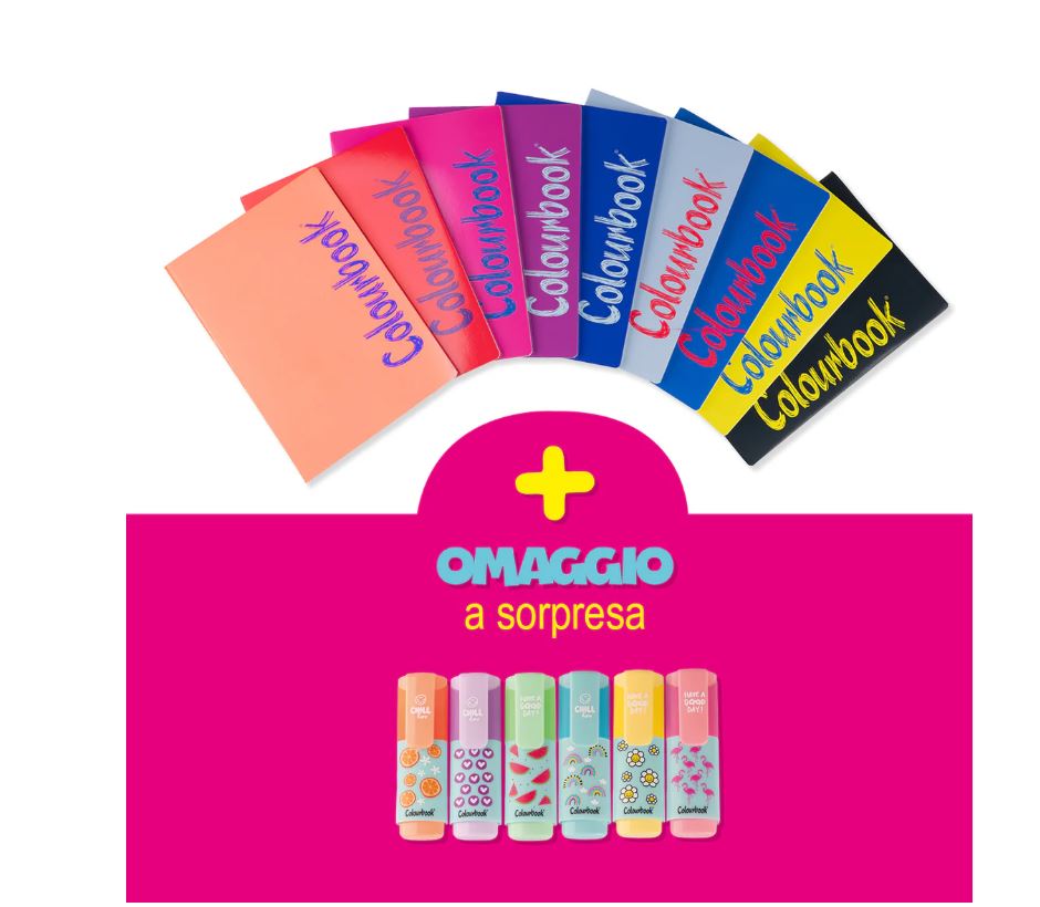 Set 6 Maxi Quaderni Bicolor - mini evidenziatore omaggio - Colourbook