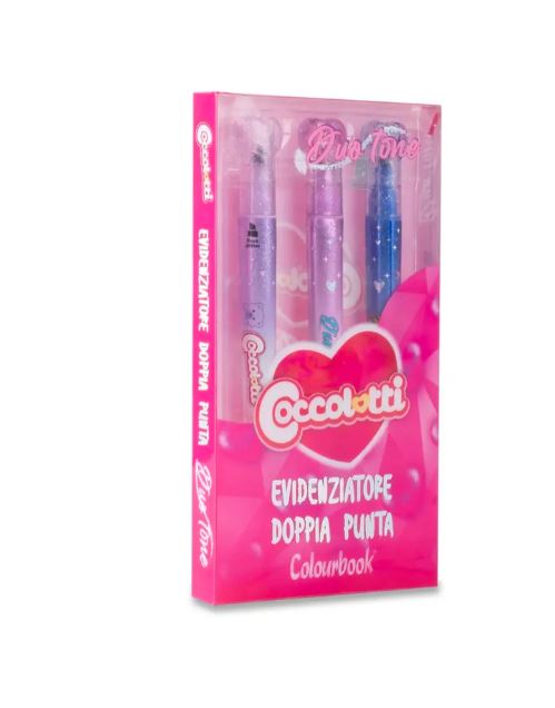 Set 3 evidenziatori doppia punta Duo Tone Coccolotti