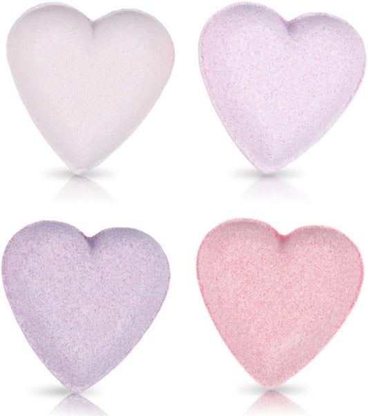 Set 4 Bombe da bagno forma cuore profumate