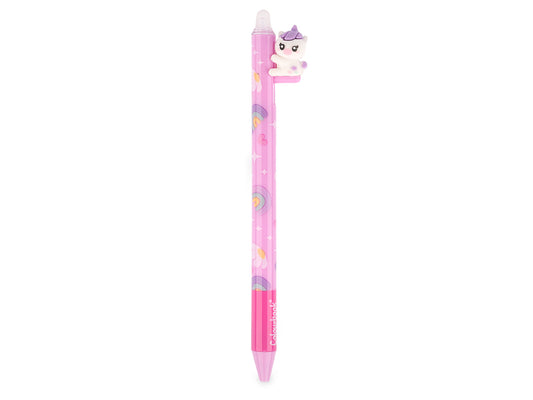 Penna Sfera Cancellabile Unicorno Blu con Topper