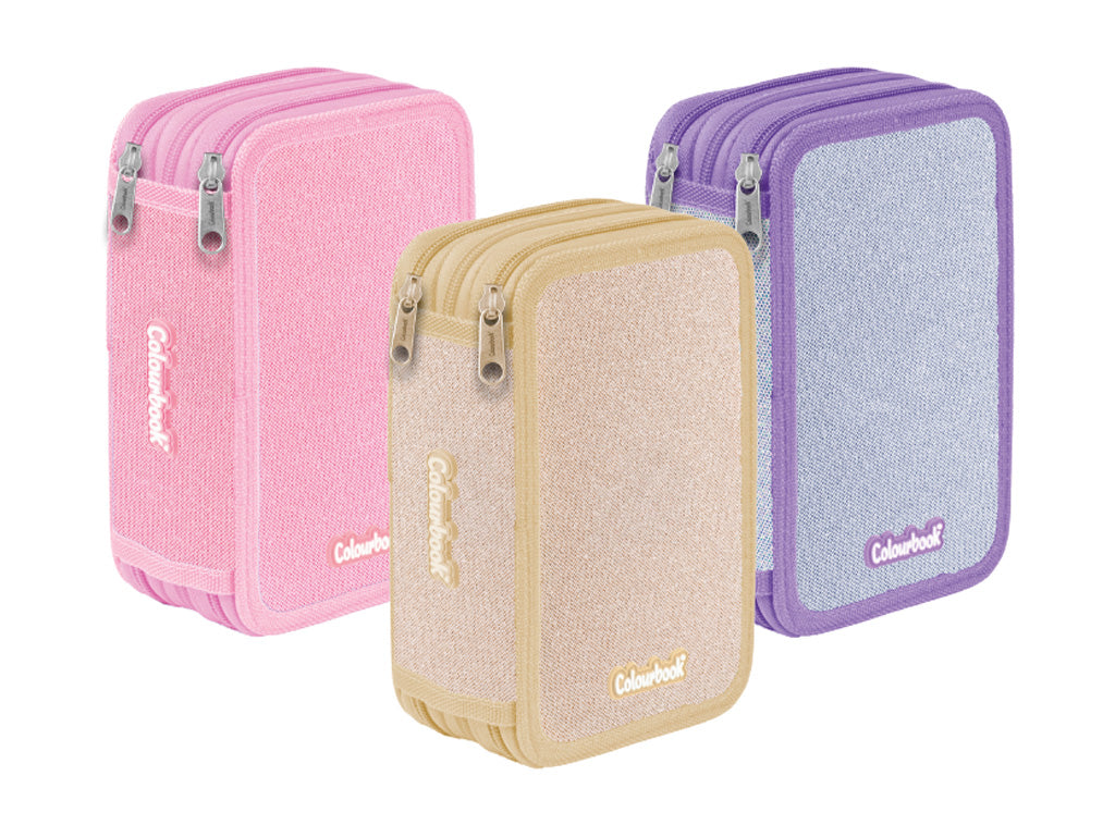 Astuccio 3 Zip Glitter Colourbook Completo