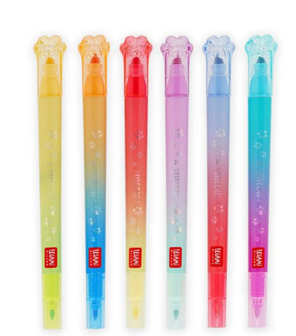 Set di 6 Pennarelli Doppia Punta con Colori Sovrascrivibili - Meow