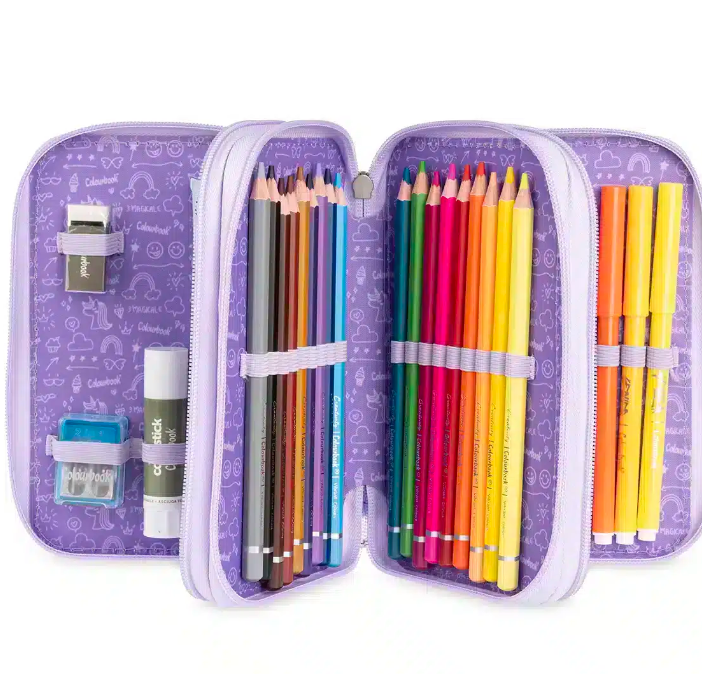 Astuccio 3 zip Unicorn