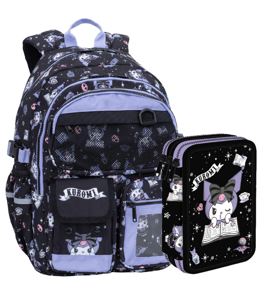 Kit Zaino Elementari + Astuccio completo 3 Zip Kuromi