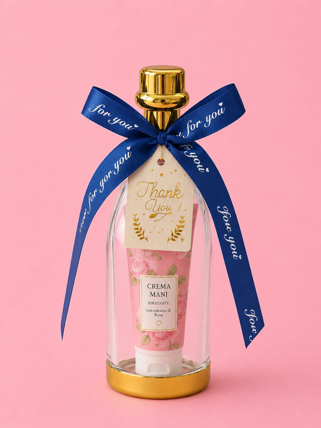 Mini Bottiglina di champagne con Crema Mani