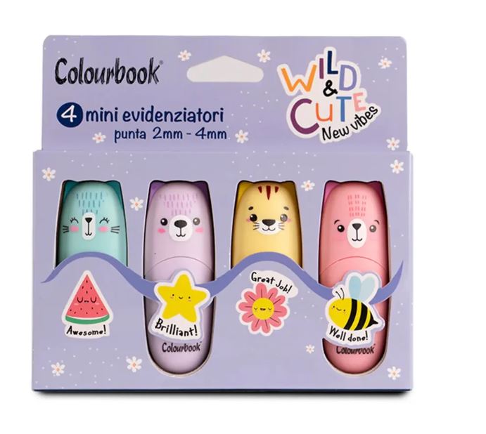 Set 4 mini evidenziatori Wild&Cute